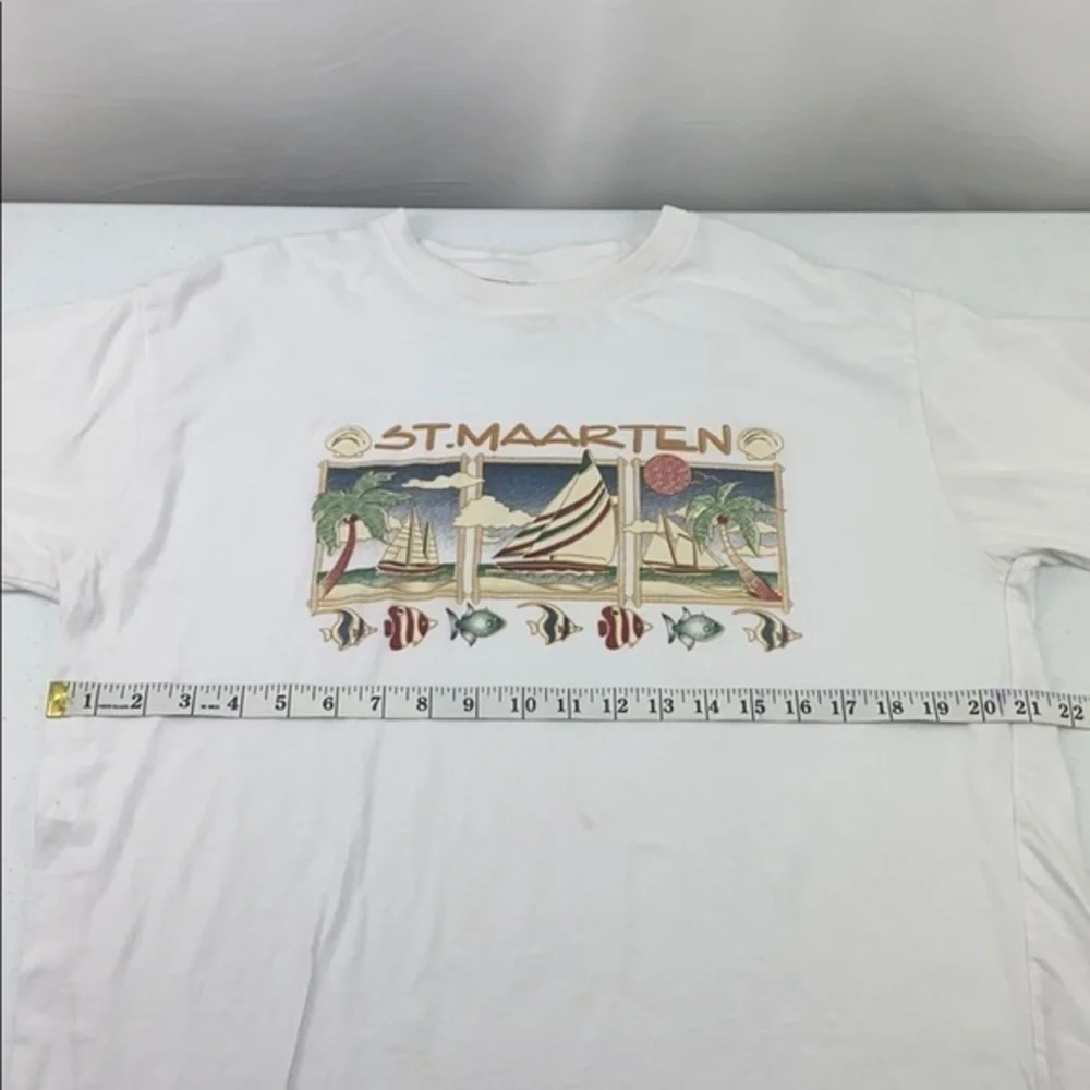 St.Marten White Shirt Caribbean T’s Size XL - Picture 7 of 9